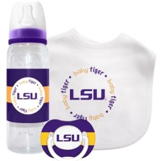 Baby Bib Pacifier Bottle Gift Set LSU Tigers