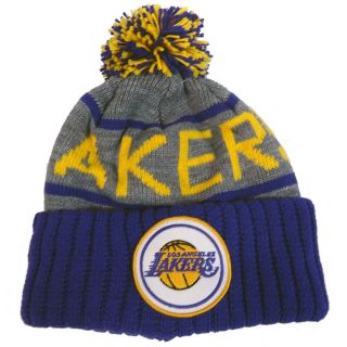 Los Angeles Lakers Mitchell Ness KJ46 High 5 Throwback Pom Knit Hat