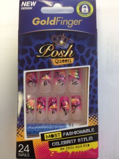 Kiss Gold Finger Losh Queen Nail GF84 24 Nails Glue on New Design