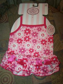Lulu Pink Dog Puppy Clothes Outfit Dress Flower Hearts Bows Gems Polka