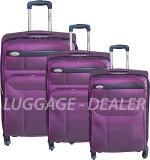 3PC Luggage Set PURPLE 360 Spinner 4 Wheel Expandable Lightweight