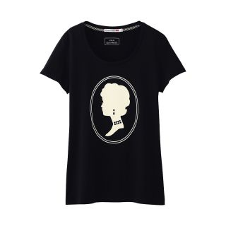 UNIQLO Lulu Guinness Graphic Short Sleeve T Shirt Black Limited 071692