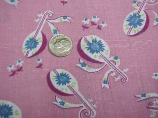 Best Vintage Feedsack Quilt Fabric Pink Lutes Musical 1940s Flour Sack
