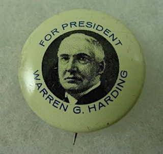 1920 Warren Harding President Campaign Button Repro