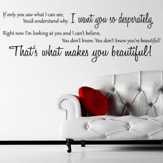 What Makes You Beautiful Lyrics Wall Sticker from £13 99