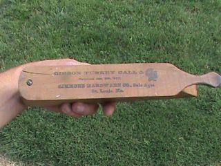 VINTAGE USED GIBSON TURKEY CALL PAT. JAN 1897 SIMMONS HARDWARE CO ST