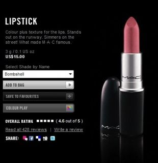 Mac Cosmetics Lipstick Bombshell