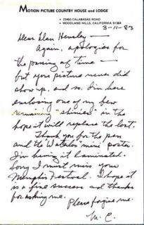 Mae Clarke Autograph Letter Signed 03 11 1983