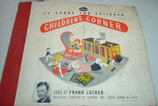 Old Decca 4 Record Childrens Corner Album Frank Luther