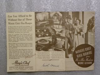 Vintage Magic Chef Gas Range Advertisement sales Brochure from 1937