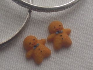 Gingerbread Man Earrings Posts Studs Clip On