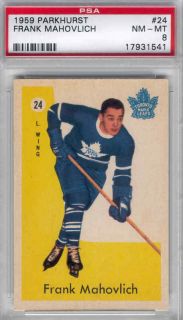 1959 60 Parkhurst Frank Mahovlich 24 PSA 8 NM MT Toronto Maple Leafs