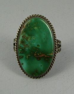 Vintage Navajo Harvey Era Oval Kings Manassa Turquoise Ring