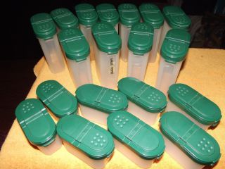 Vintage 19 Tupperware Modular Mates Spice Shakers Hunter Green