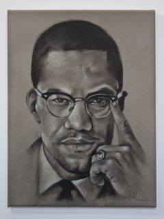 Malcolm x Charcoal Portrait Drawing by KYEGOMBE