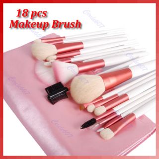 18pcs Eyeshadow Brusher Makeup Brush Set Kit Pink Case