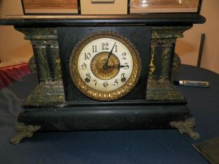 1890s Victorian E. Ingraham Co. Adrian Mantal Clock,3 Colums,8 Day