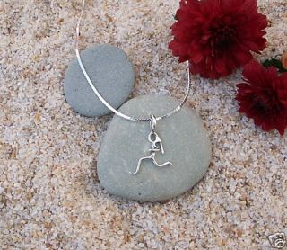 Marathon Running Girl Charm Necklace Jewelry Sterling silver track
