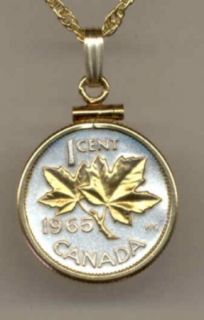 Canadian Maple Leaf Coin Necklace in Gold Filled Plain Bezel