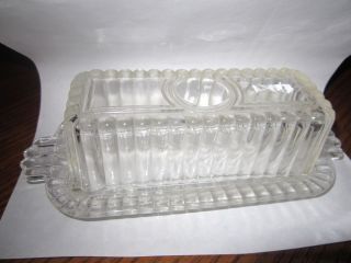 Depression Glass Pressed Glass Covered Butter Dish Holder