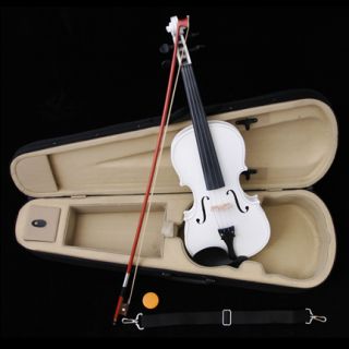 NEW 4 4 WHITE MAPLEWOOD SPRUCE VIOLIN FIDDLE with NICE CASE STRAP BOW