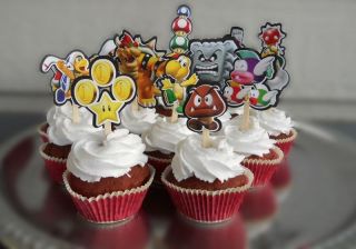 Super Mario Birthday Cake on Cupcake Cake Toppers One Dozen Birthday Party Decorations Supplies