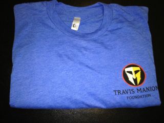 Heather Blue 50 50 T Shirt w Travis Manion Foundation Logo