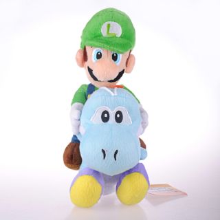 Super Mario Bros Luigi Riding Blue Yoshi 10 Plush Toy AA