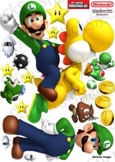Super Mario Bros Wii Luigi Yoshi Repositionable Wall Sticker Medium to