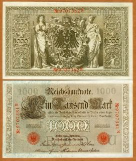 Germany, 1000 (1,000) Mark, 1910, P 44 (44b), aUNC   UNC