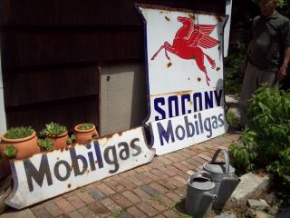  Socony Vacuum Porcelain Sign W Mobil Gas Add Ons Gas Station Sign