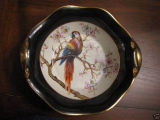 Antique Noritake Bowl Hand Painted Green Mark Parrot