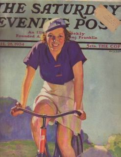 1934 Saturday Evening Post April 28 Bicycle Marquand