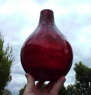Red Glass Vase w Pontil Mark Mid Century Modern Mad Men Era