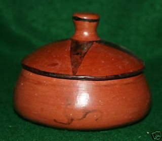 Maricopa Pottery Black on Red Lidded Jar