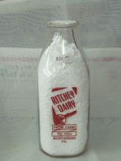 REAL NICE RITCHEY DAIRY ( MARTINSBURG , PA. ) 1 QT. Milk Bottle