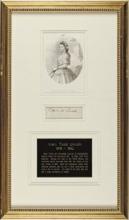 Mary Todd Lincoln Superb Cut Signature
