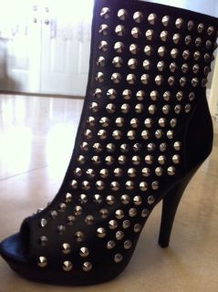 Material Girl Rivet Stud Open Toe Ankle Boots