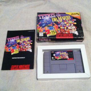 Tetris Dr Mario Super Nintendo SNES Complete with Box Manual