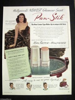 Vintage 1948 Max Factor Pan Stick Glamorous Rita Hayworth Smiling 40s