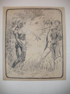 Pen Ink Illustration Cannibals Soldiers Drawing McFall