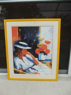 VINTAGE MCGANN PAINTING SIGNED AND NUMBERED SILK SCREEN COLORFUL LADY