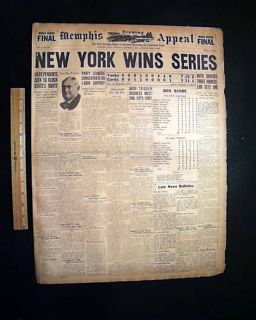Yankees Win World Series Babe Ruth 3 Hrs 1928 Newspaper