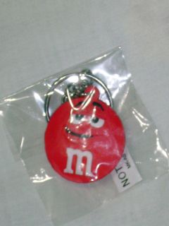 RED M M CHARACTER FACE KEY CHAIN ON ONE SIDE M ON THE OTHER NEW FOR