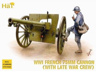 HAT8161 WWI Late French Artillery Figures 48 75mm C