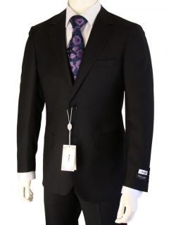 Medici Italy Men Wool Suit Solid 2 Button Black 42R 42R
