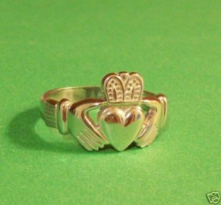 Mens Claddagh Ring Solid 14K Yellow or White Gold Most Sizes Wholesale