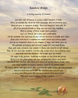 Rainbow Bridge Loss of Pet Memorial Personalized Poem