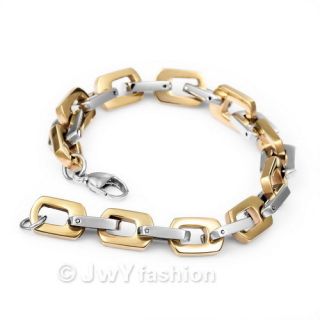 Mens Gold Silver Stainless Steel Bracelet Cuff VC721