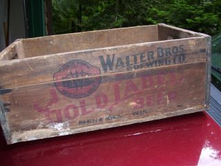 Walter Bros Gold Label Beer Bottle Wood Crate Carton Menasha Wi
